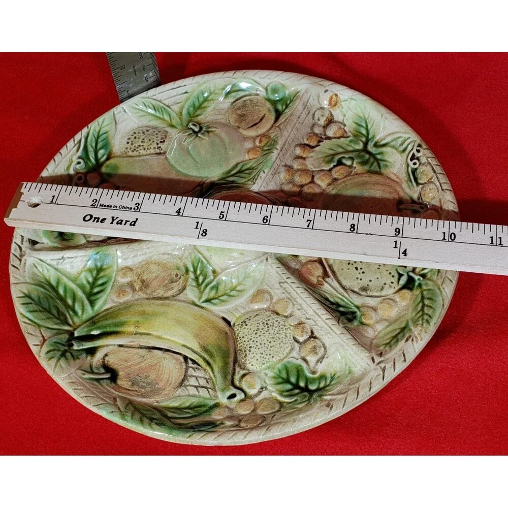 Fruit Cheese Serving Platter Dish Plate Divided Ceramic Vintage Tilso 54/28